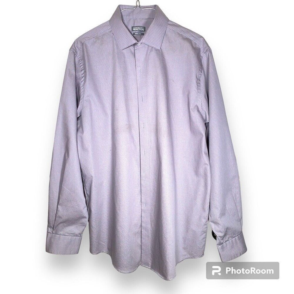 Kenneth Cole Shirt Man Size 16 Reaction Long Sleeve Purple Spring
